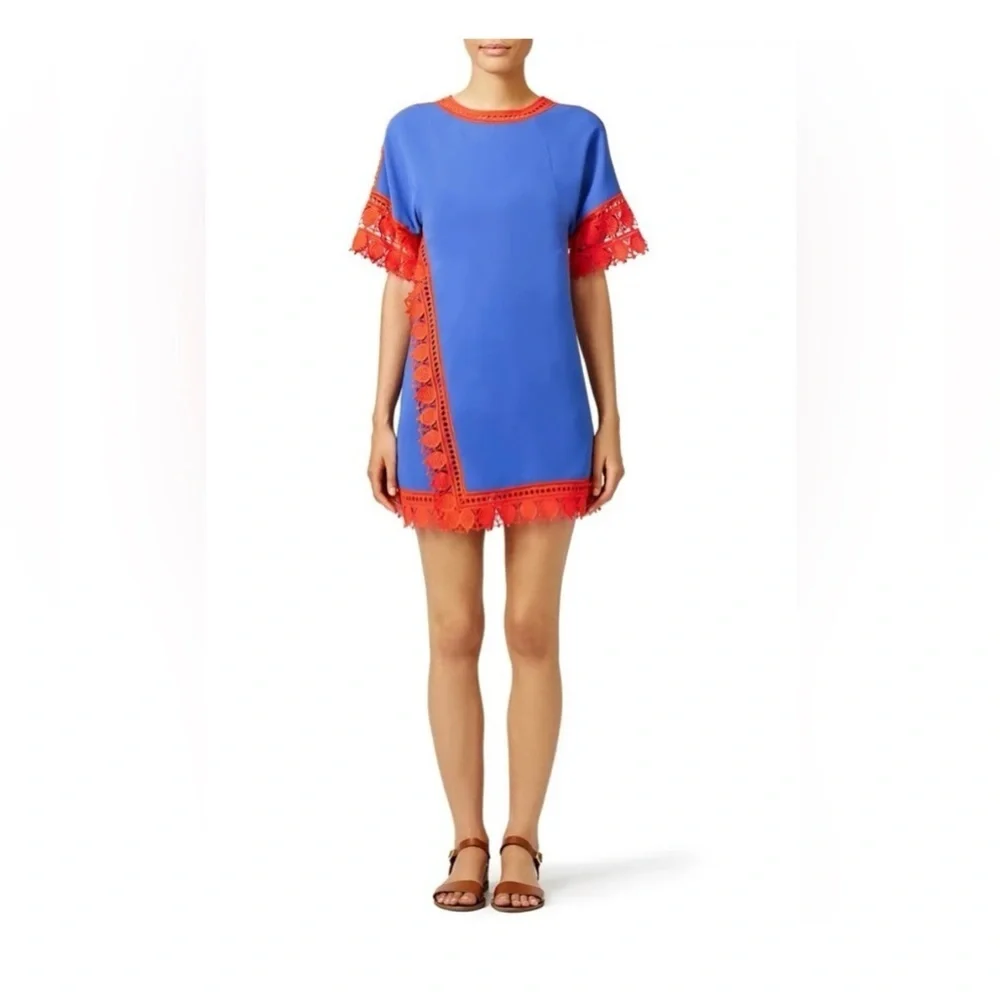 Tory Burch Marisa Lace Crochet Trim Runway Shift Dress Size 8